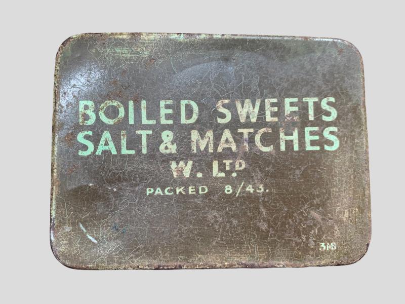 British 'Boiled Sweets Salt & Matches' Ration Tin -1943-