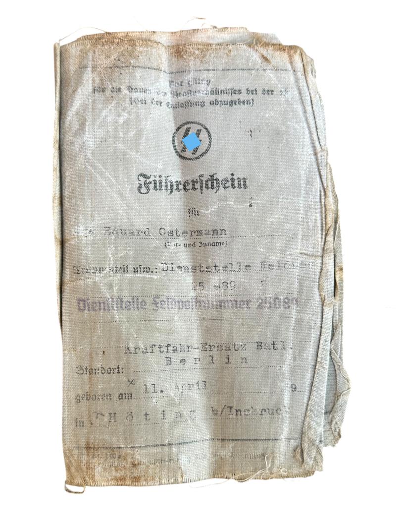 German WWII SS Führerschein (Dass Reich)
